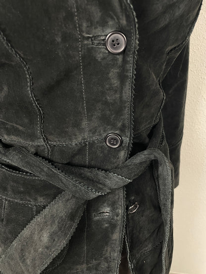 Vintage late 90s suede midi trench coat