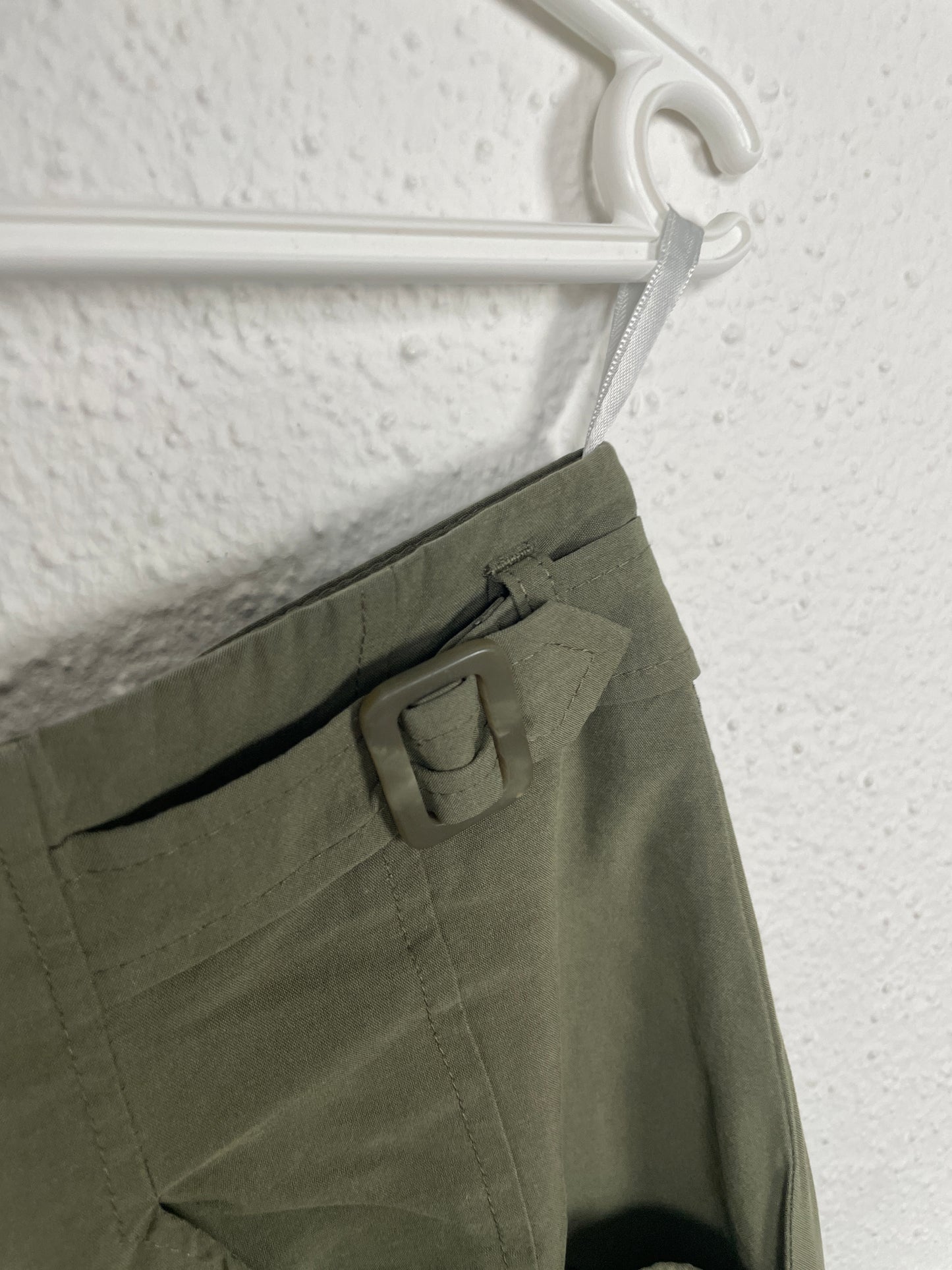 Vintage Bianca Olive Midi Skirt with Button Front – Size 38