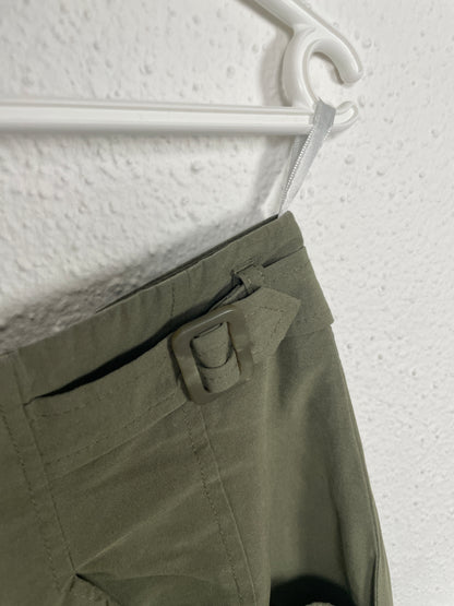 Vintage Bianca Olive Midi Skirt with Button Front – Size 38