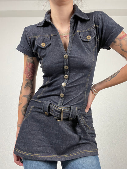 Vintage Y2K tunic top denim imitation