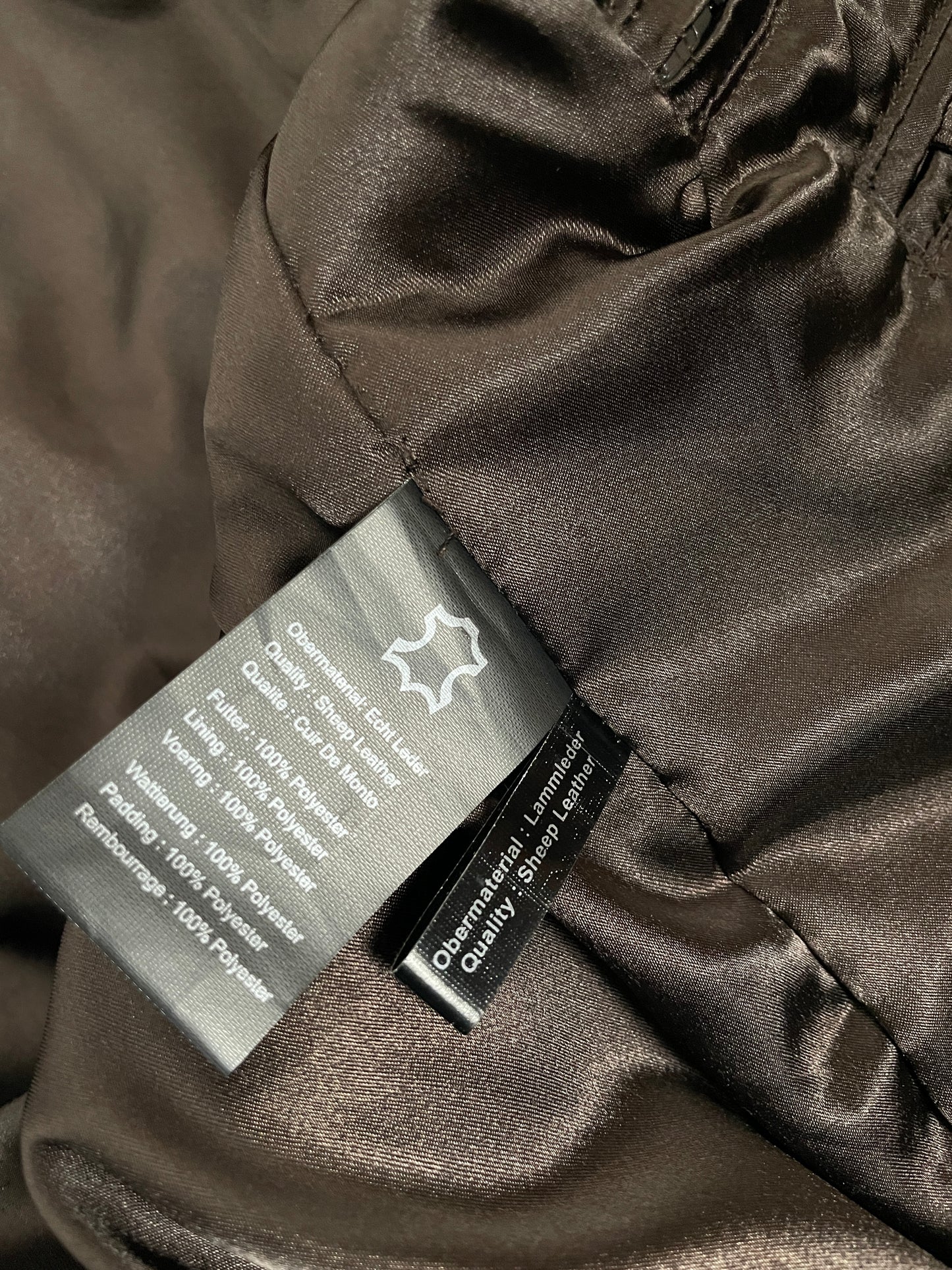 Vintage Y2K early 2000s dark brown leather jacket with stand collar