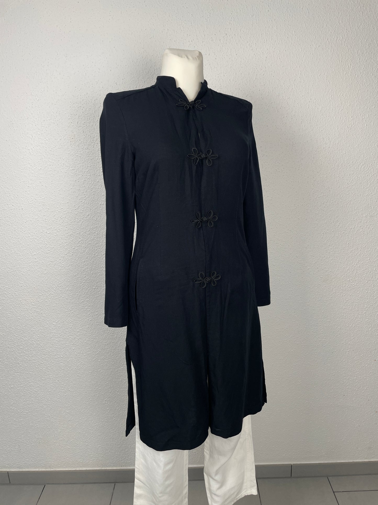 Vintage Apart Impressions Longline Black Jacket with Frog Closures – Size L