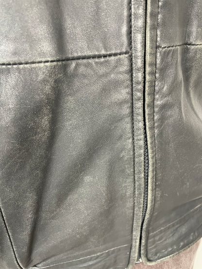 Vintage 90s grey leather bomber jacket