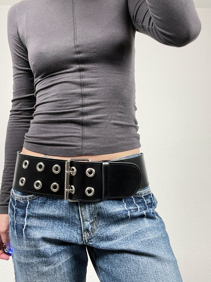 Vintage 2000s black grommet belt