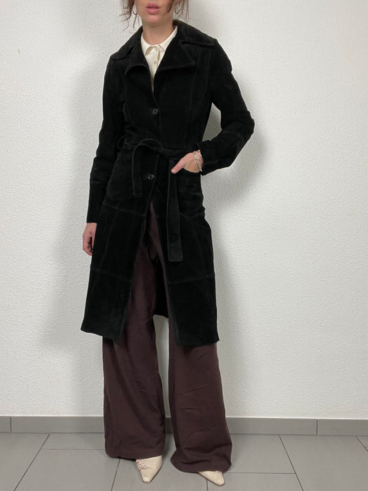 Vintage late 90s suede midi trench coat