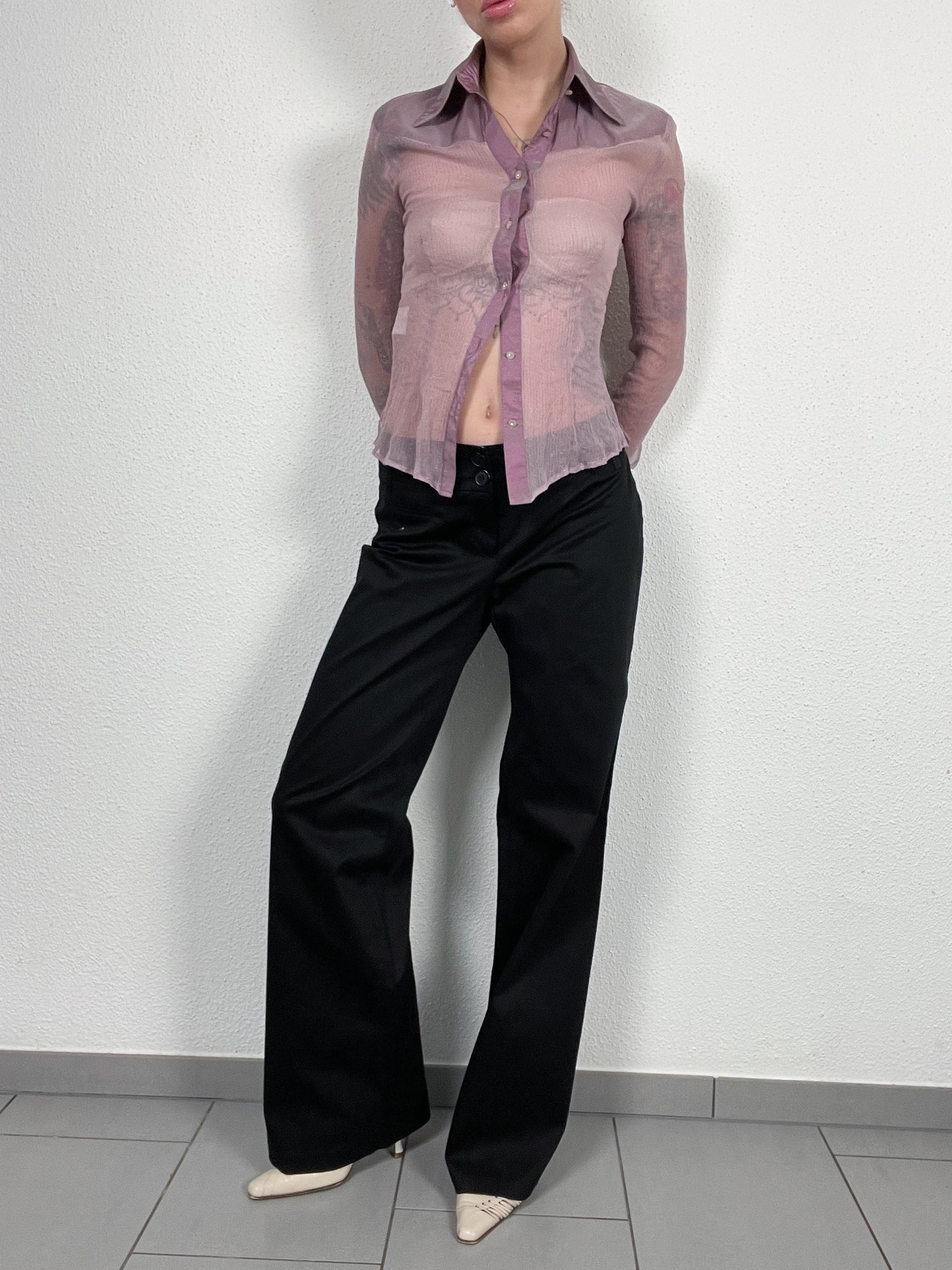 Vintage Black Wide-Leg Pants – Size L/XL