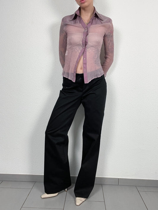 Vintage Black Wide-Leg Pants – Size L/XL