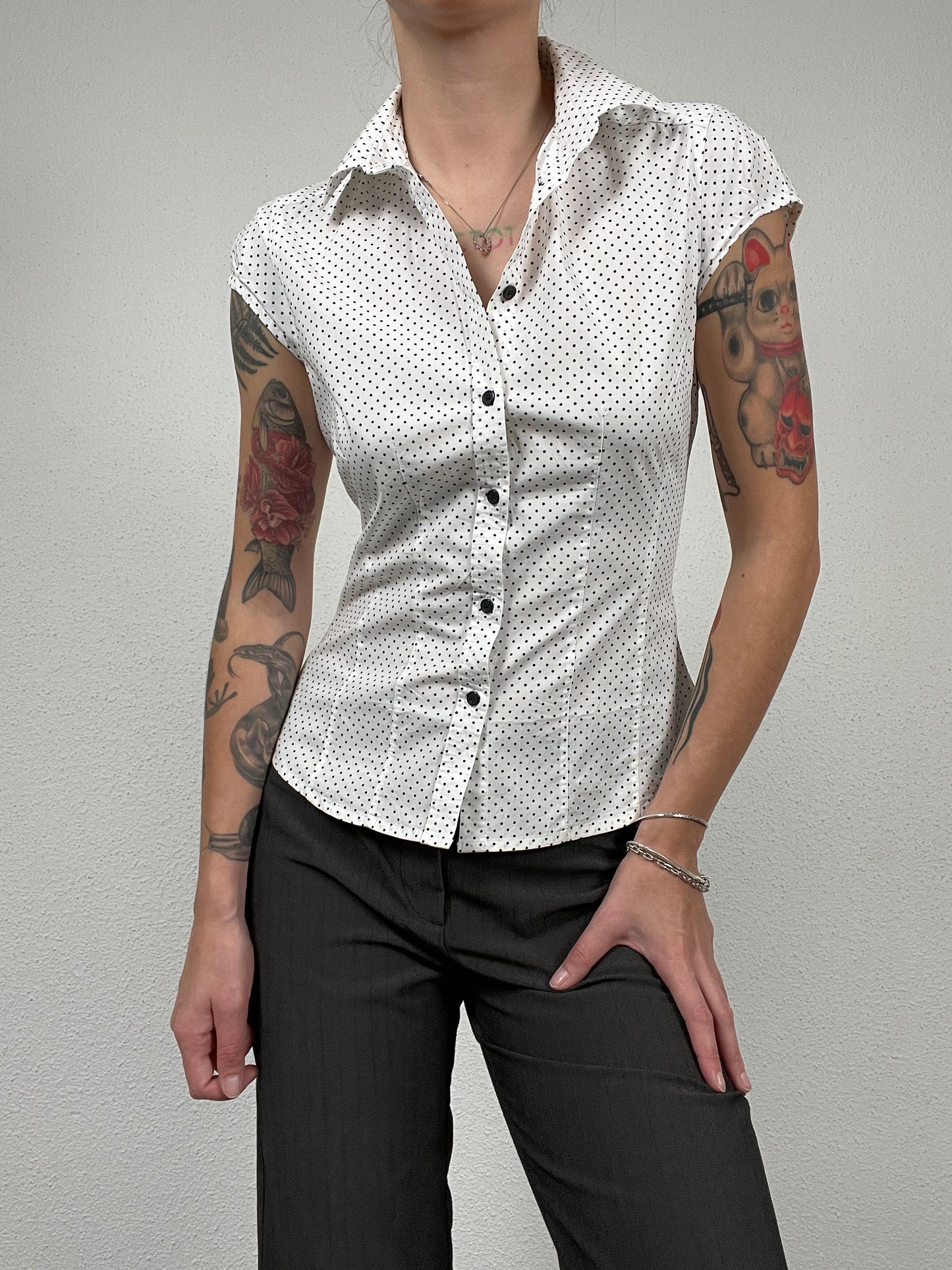 Vintage Y2K 2000s cotton polka dot shirt