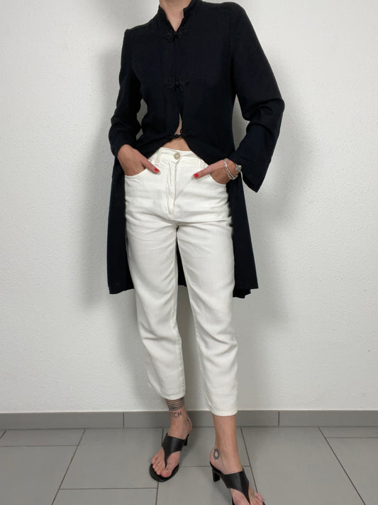 Vintage MaxMara White Linen Blend Trousers – Made in Italy