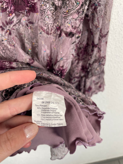 Vintage early 2000s lilac floral mesh top by Fiorella di Verdi