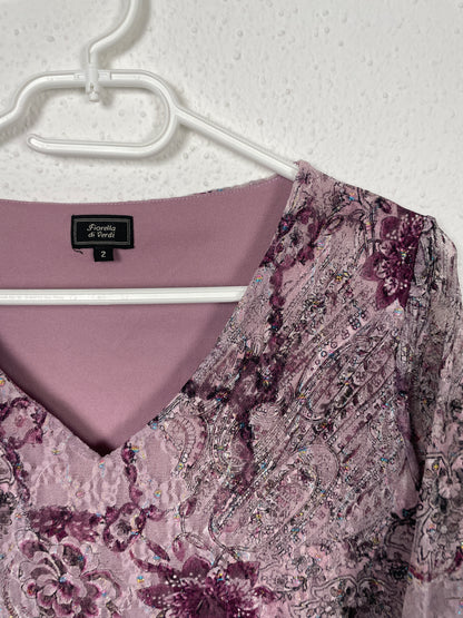 Vintage early 2000s lilac floral mesh top by Fiorella di Verdi