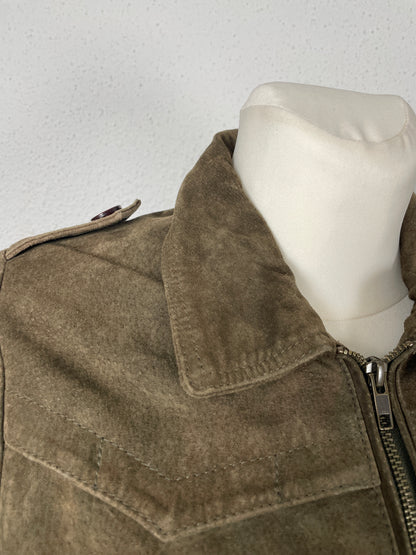 Vintage Y2K 2000s suede khaki jacket