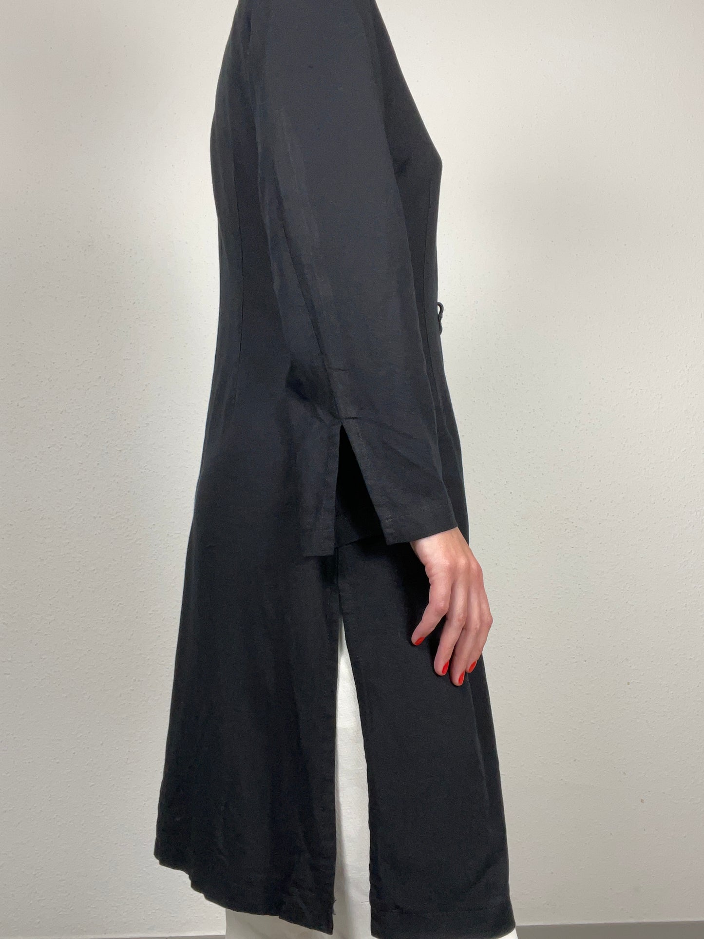 Vintage Apart Impressions Longline Black Jacket with Frog Closures – Size L