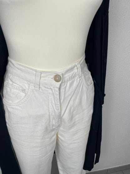 Vintage MaxMara White Linen Blend Trousers – Made in Italy