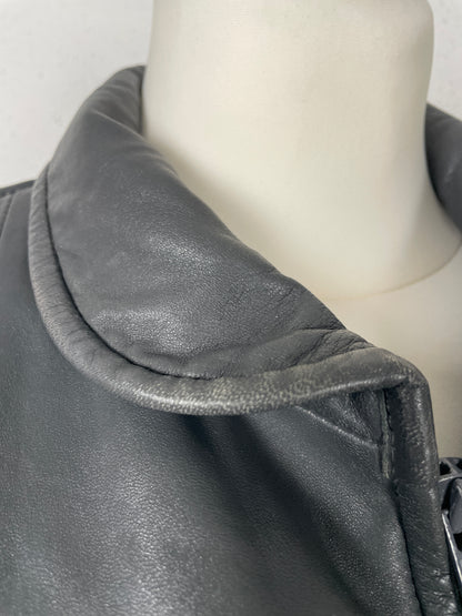 Vintage 90s grey leather bomber jacket