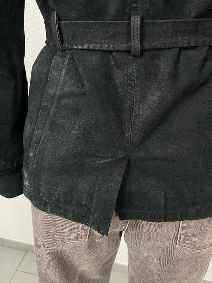 Vintage Y2K black suede jacket with a belt