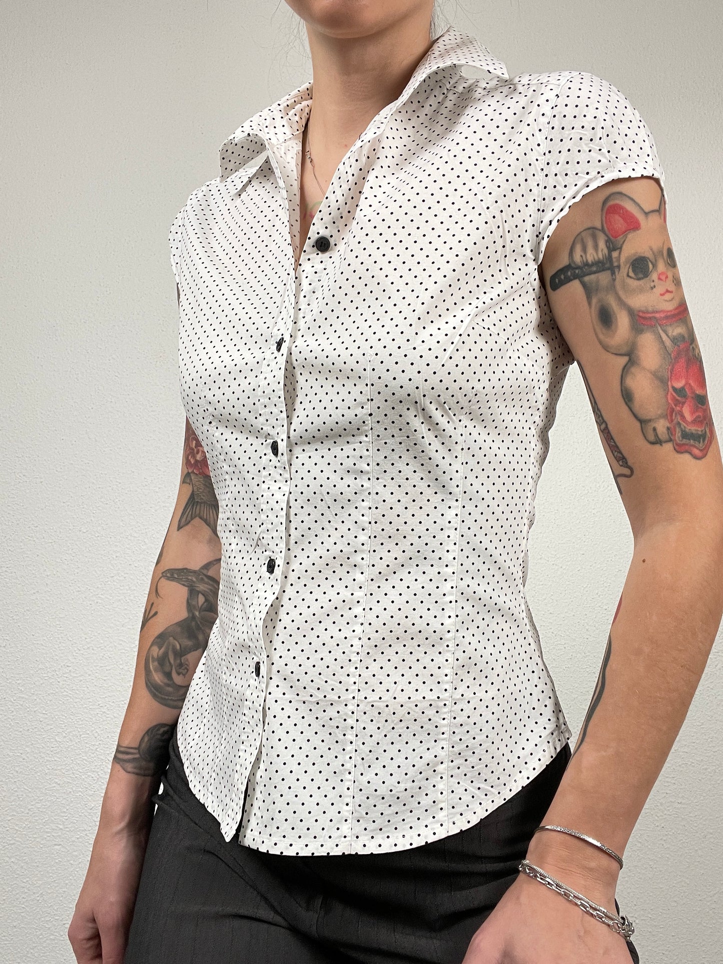 Vintage Y2K 2000s cotton polka dot shirt
