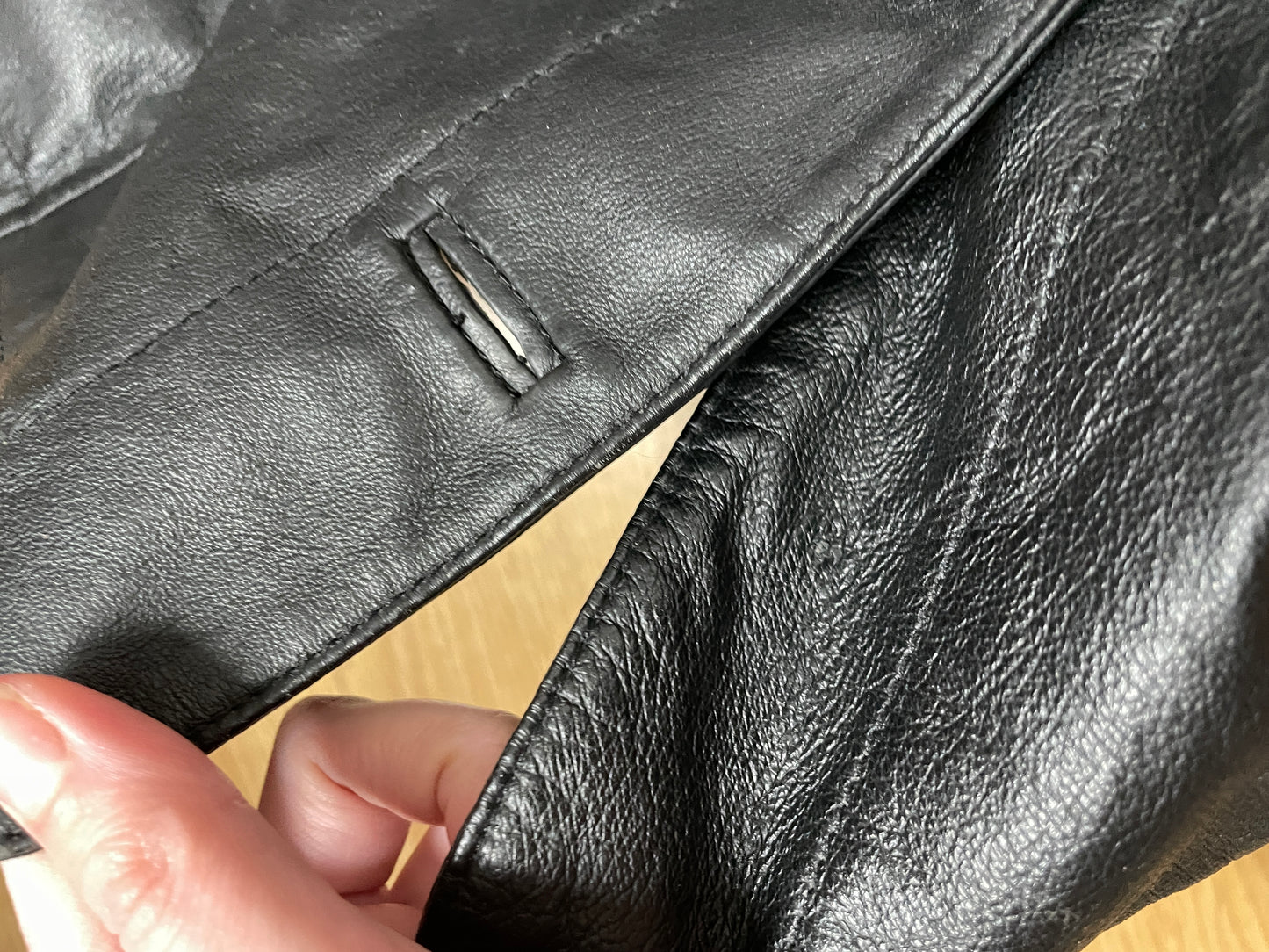 Vintage 90s black leather trench coat
