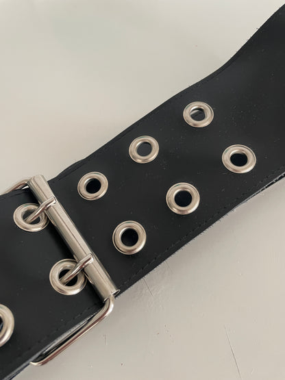 Vintage 2000s black grommet belt