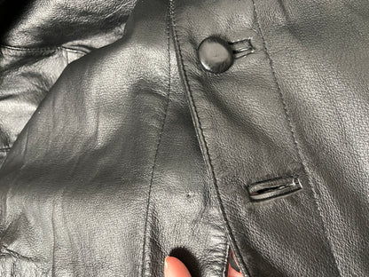 Vintage 90s black leather trench coat