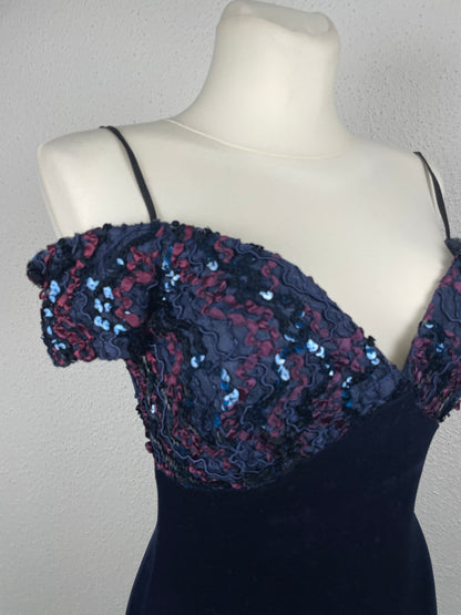 Late 80s / early 90s vintage Lagenes velvet sequin cocktail dress.