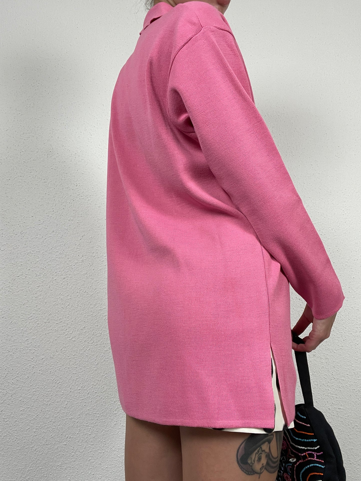 Vintage Italian Pink Merino Wool Cardigan – Size L
