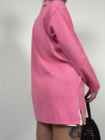 Vintage Italian Pink Merino Wool Cardigan – Size L
