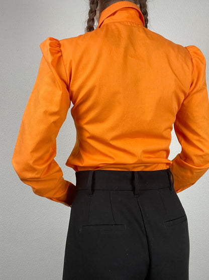 1970s bright orange statement-collar shirt (size XS)