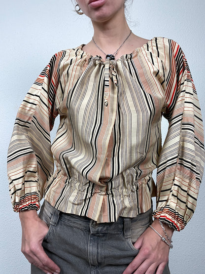 Late 70s Vintage Striped Blouse