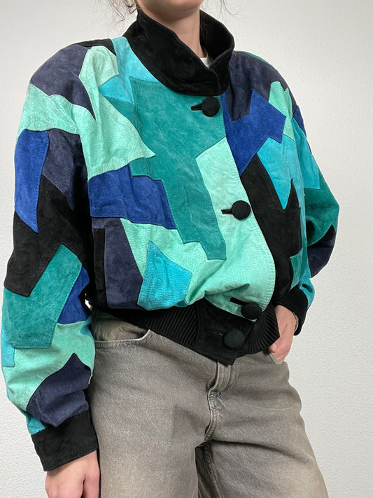 Vintage 80s suede patchwork jacket
