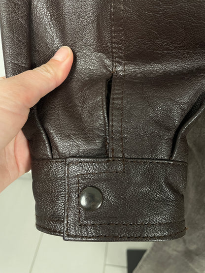 Vintage 80s hard leather brown bomber jacket