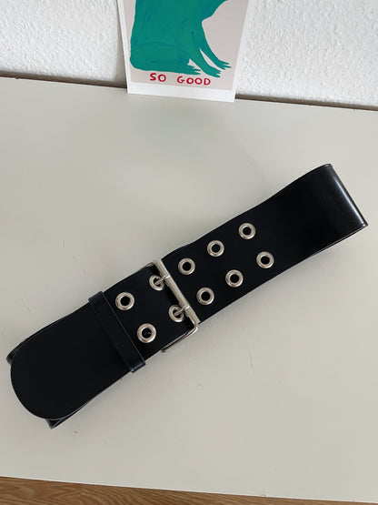 Vintage 2000s black grommet belt