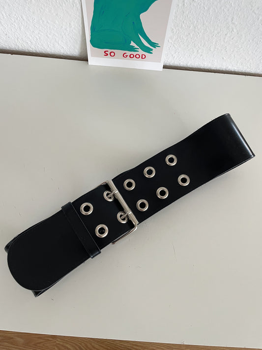 Vintage 2000s black grommet belt