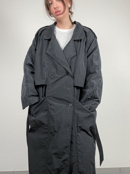 Vintage 1990s oversized black trench coat