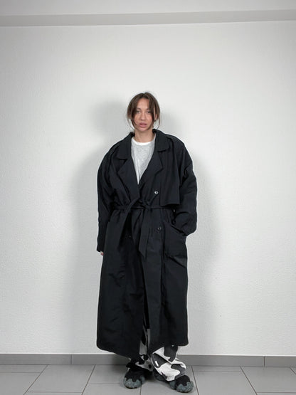 Vintage 1990s oversized black trench coat