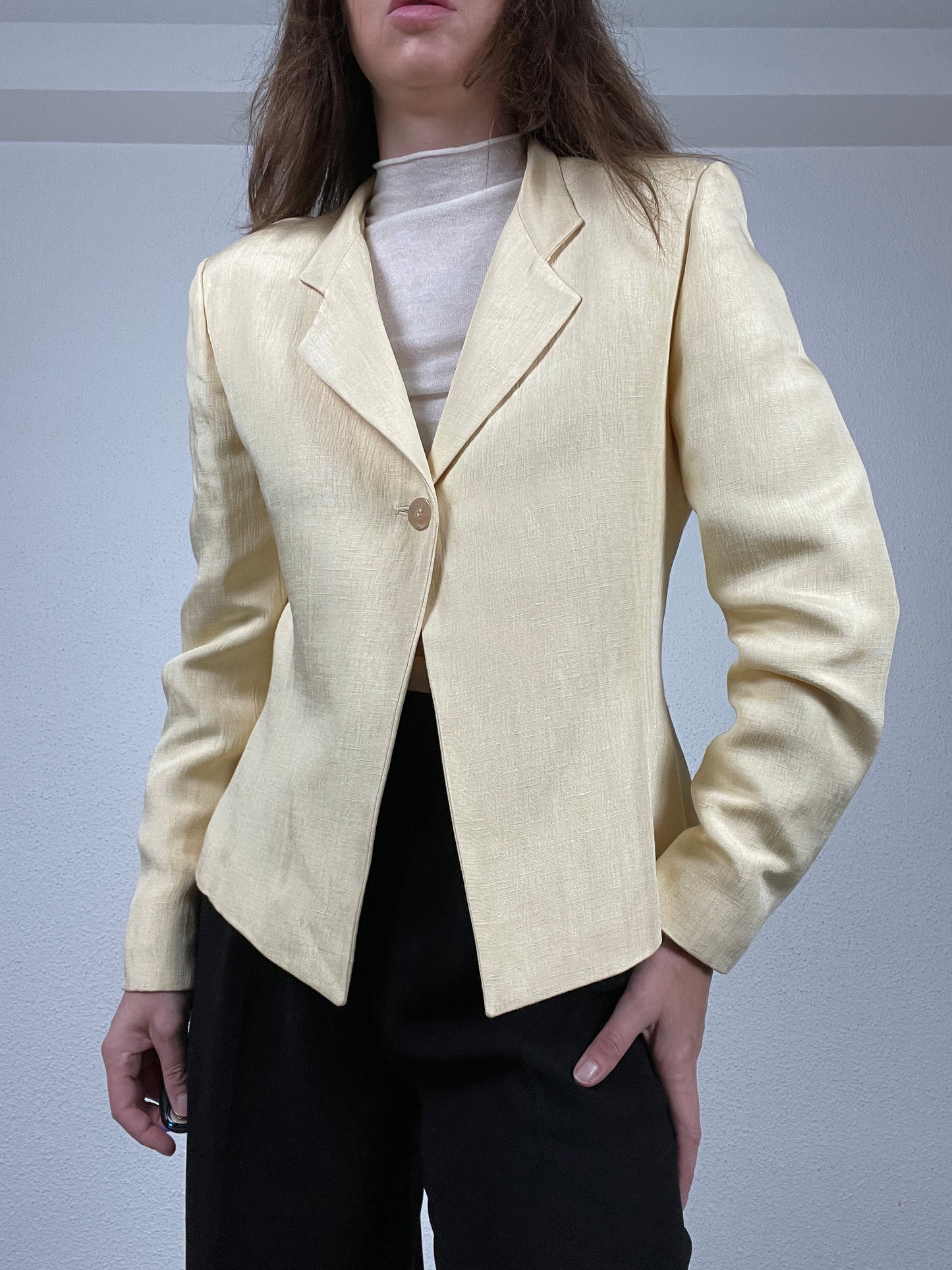 Vintage butter yellow Marella linen blend blazer