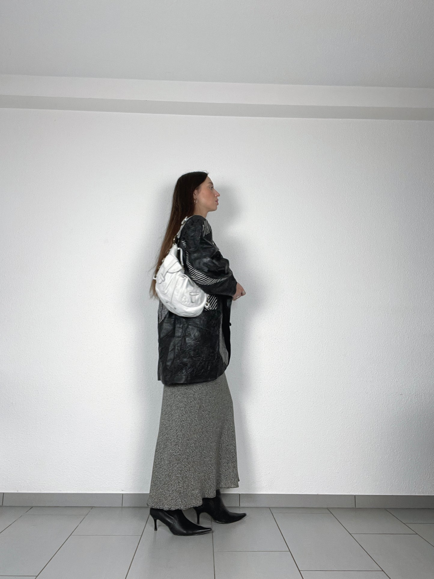 Vintage 80s leather printed oversized jacket