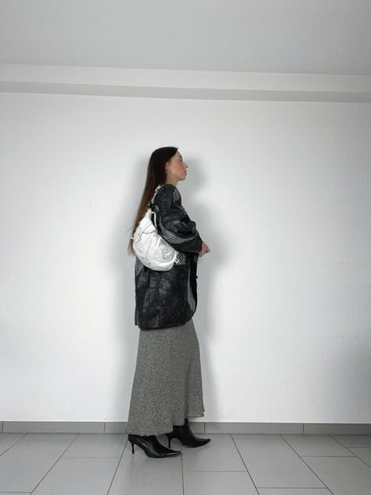 Vintage 80s leather printed oversized jacket
