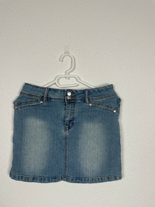 Vintage early 2000s light blue stretch denim mini skirt by SixAngels