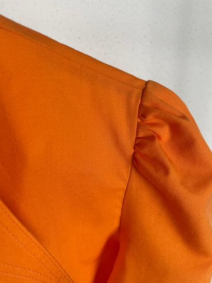 1970s bright orange statement-collar shirt (size XS)