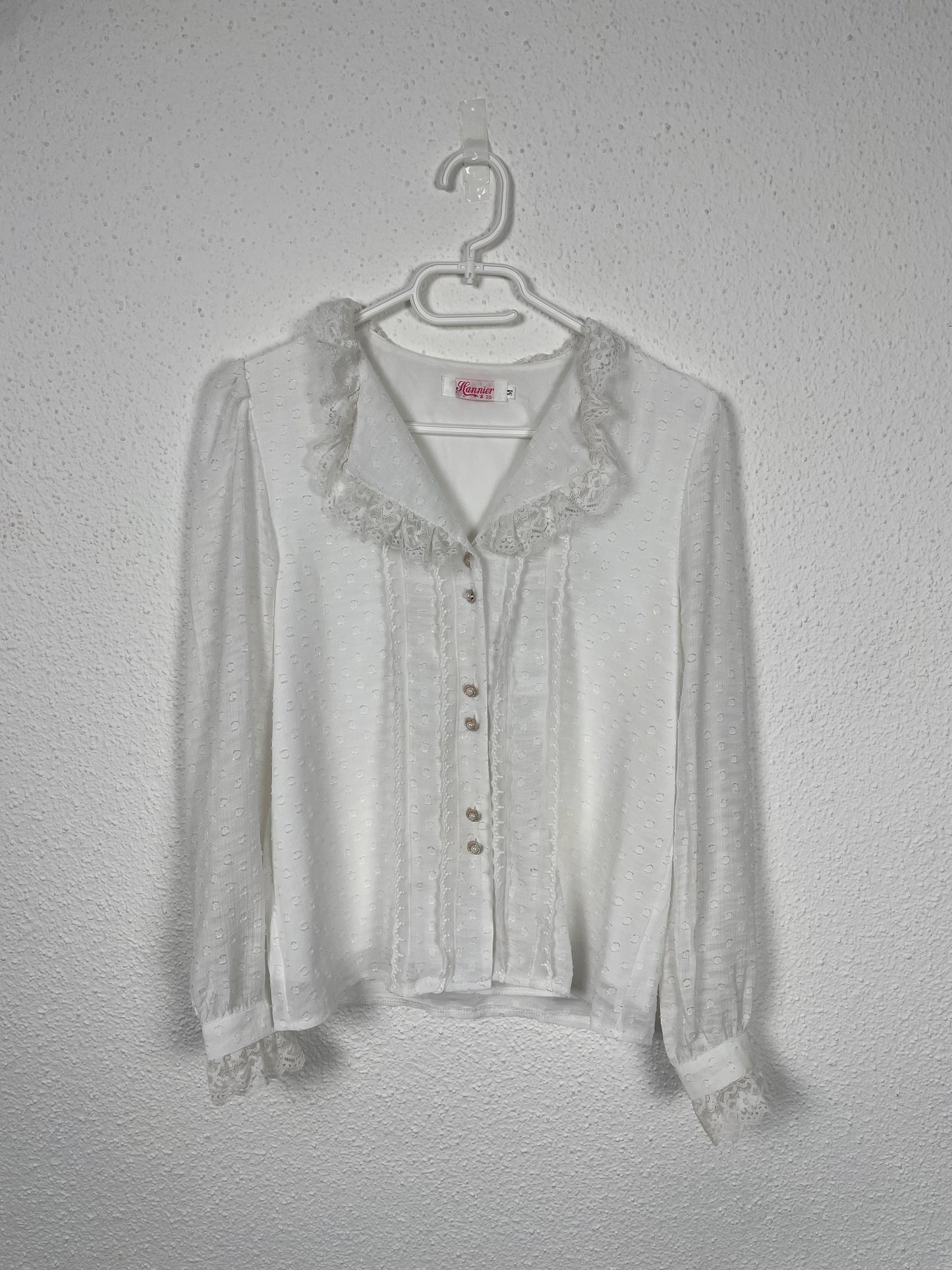 Vintage white lace-trim blouse
