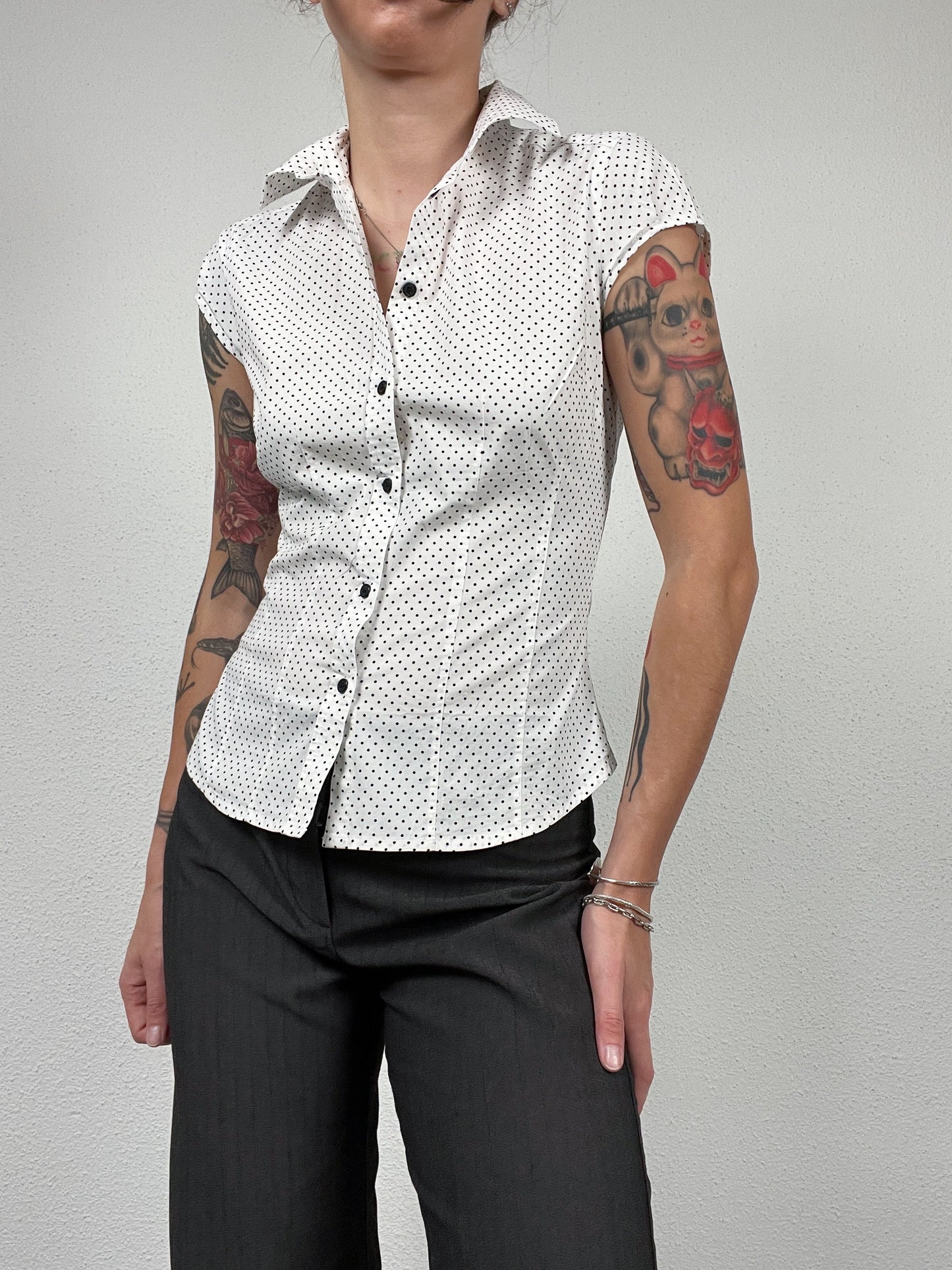 Vintage Y2K 2000s cotton polka dot shirt