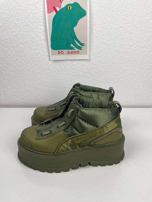 Vintage Puma by Rihanna Fenty Platform Quilted Sneakers in Olive Green – Size 39