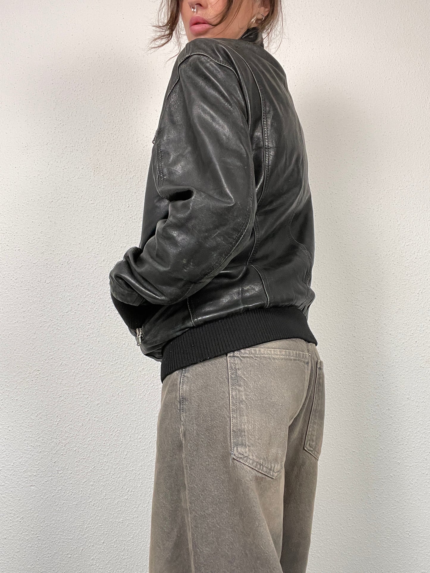 Vintage Y2K 2000s black leather jacket