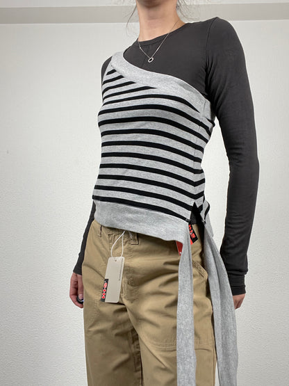 Vintage Y2K striped asymmetric top