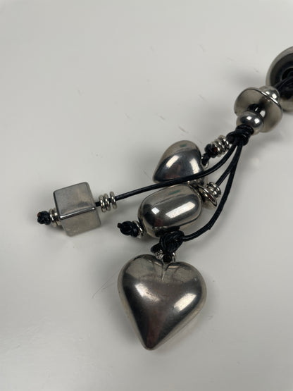 Vintage Y2K Silver Pendant Necklace with Charms