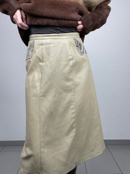 Vintage Leather Midi Skirt – Size S