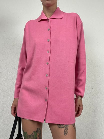 Vintage Italian Pink Merino Wool Cardigan – Size L
