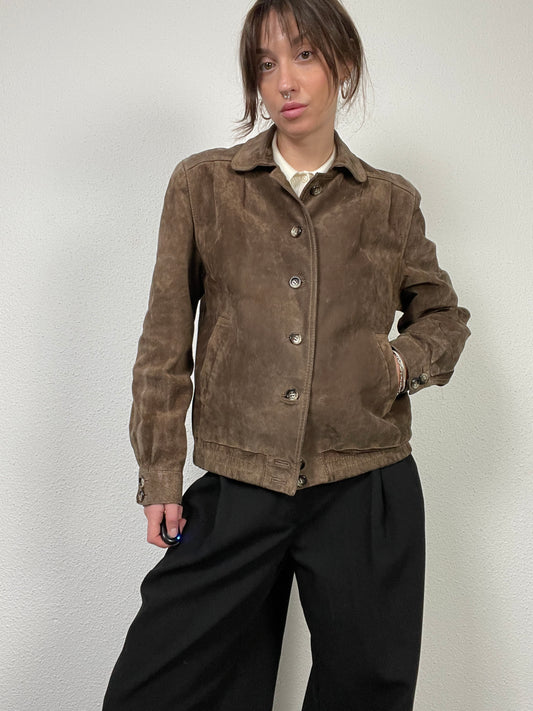 Vintage 80s brown suede jacket