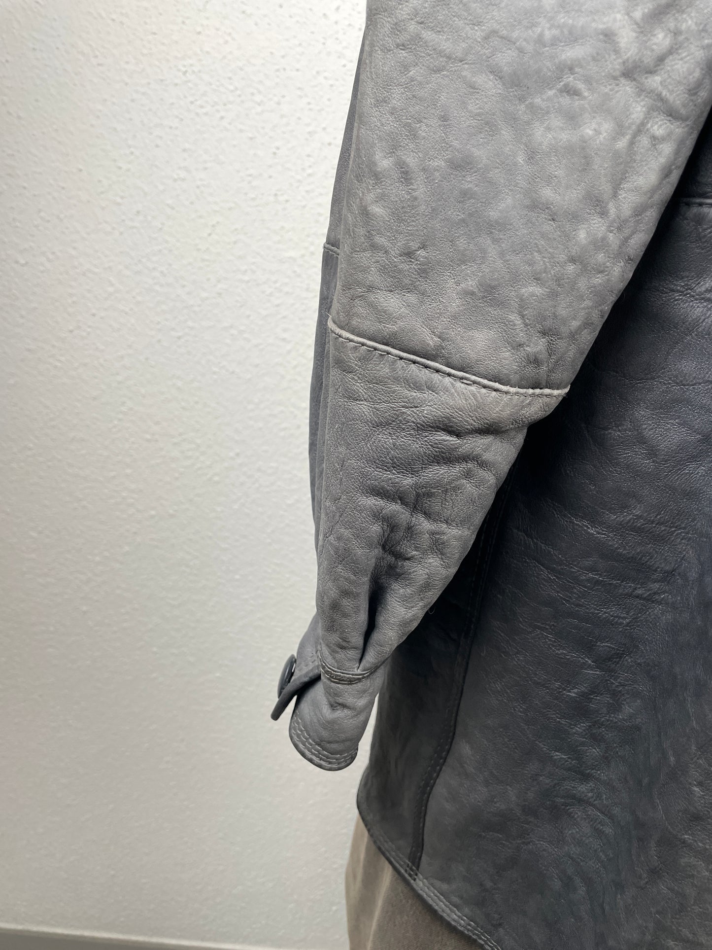 Vintage ’90s reversible genuine leather & curly shearling coat.